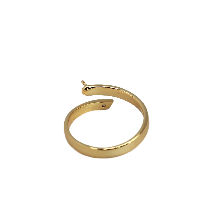 DIY Pearl Accessories New Copper Gold-plated Glossy Single Zirconium Exquisite Temperament Ring Empty Holder Niche Design Sense