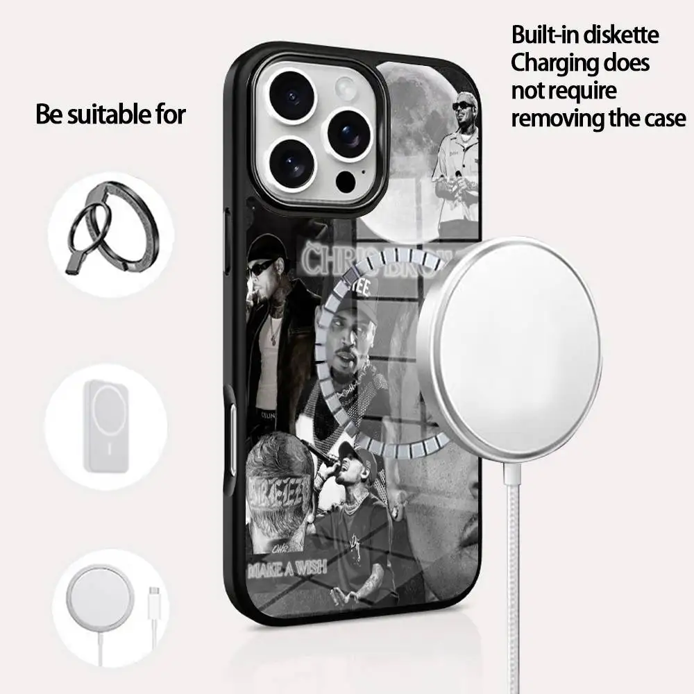 

Chris Brown Breezy Phone Case For IPhone 16 15 14 13 12 11 Pro Max Plus Mini Magsafe Mirror Wireless Magnetic Cover