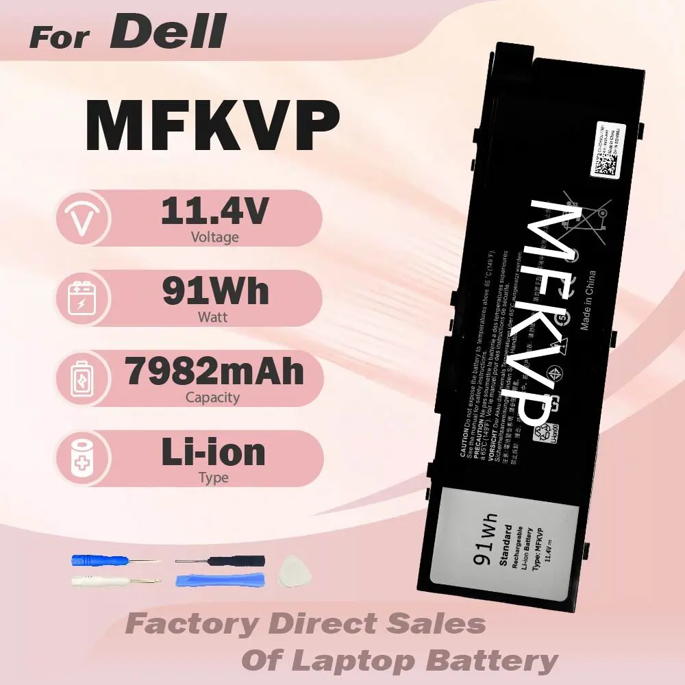 

Аккумулятор для ноутбука MFKVP 11.4V 91Wh, 6-элементный, замена для Dell Precision 15 7510 7520 M7510 17 7710 7720 M7710 Series TWCPG/451-BBSF