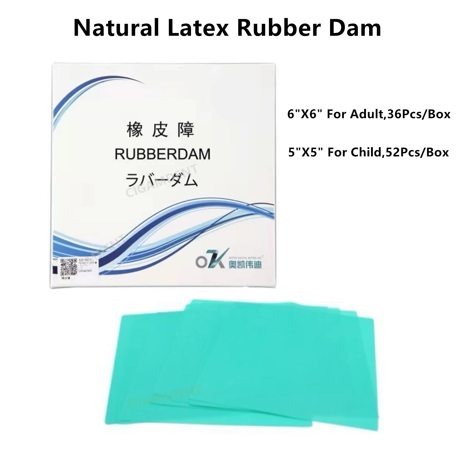 Dental Rubber Dam Natural Latex anti-allergy Non Sterile Dam 52pcs 5“x5” / 36pcs 6