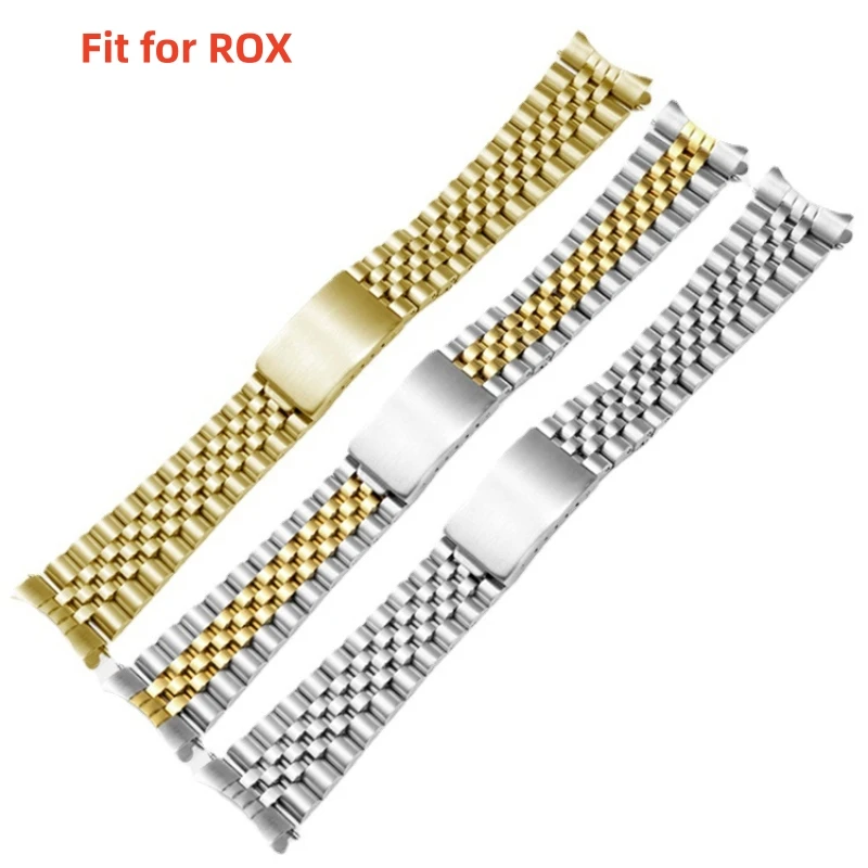 

316L Stainless Steel 18mm 19mm 20mm Silver Gold Jubilee Curved End Mens Watch Band Strap Bracelet Fit for ROX