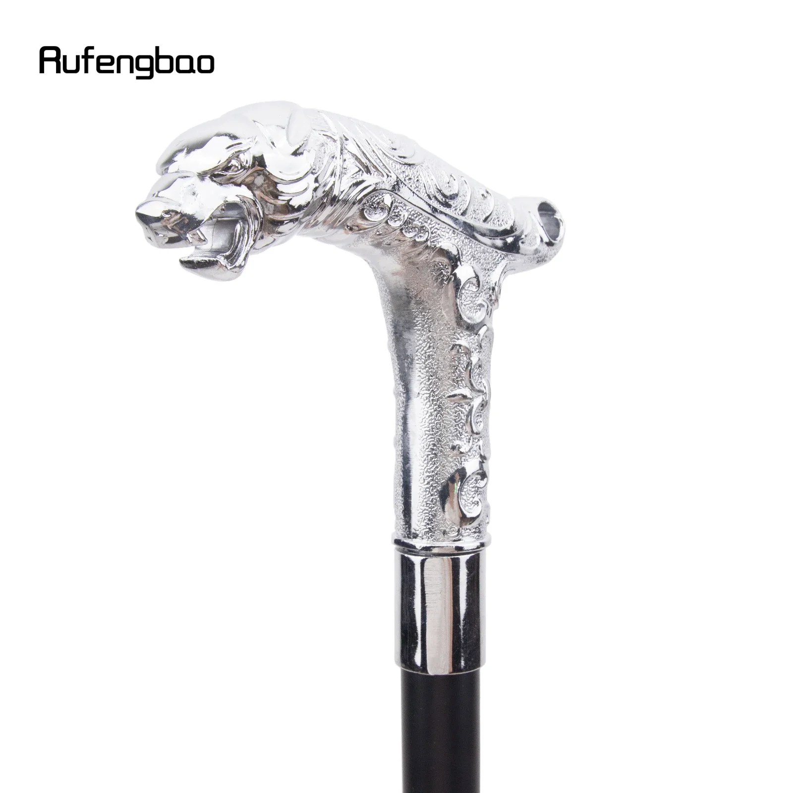 عصا مشي عصرية على شكل الفهد الأبيض مع ذيل للحفلات، عصا مشي أنيقة بمقبض كروسير 93 سم