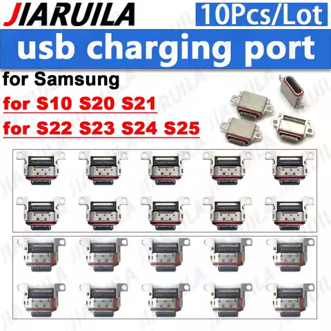 10pcs Charging Dock Slot USB Charge Port Connector For Samsung S21 S22 S23 S25 S10 Plus S24 Ultra 10E Replace Type-C Socket Part