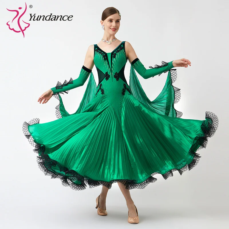 B-23178 New Women Modern Dance Rhinestone Color Diversity Dress Ballroom National Standard Waltz Competition Performance