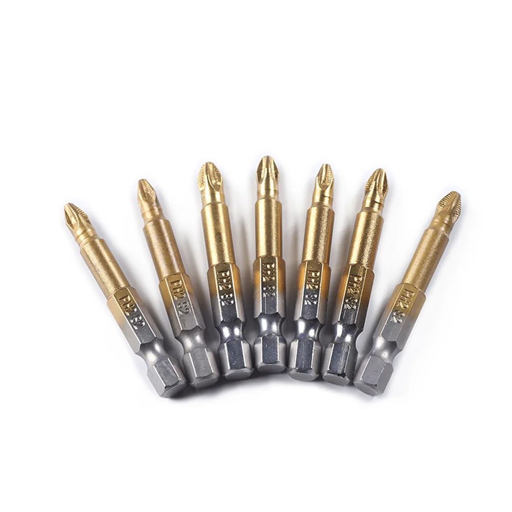 ชุดดอกไขควงกันลื่น 10 ชิ้น ขนาด 50 มม. หัว PH2 หกเหลี่ยม แม่เหล็กเคลือบไทเทเนียม ผลิตจากเหล็กอัลลอยด์ สำหรับช่างซ่อมและช่างไฟฟ้า