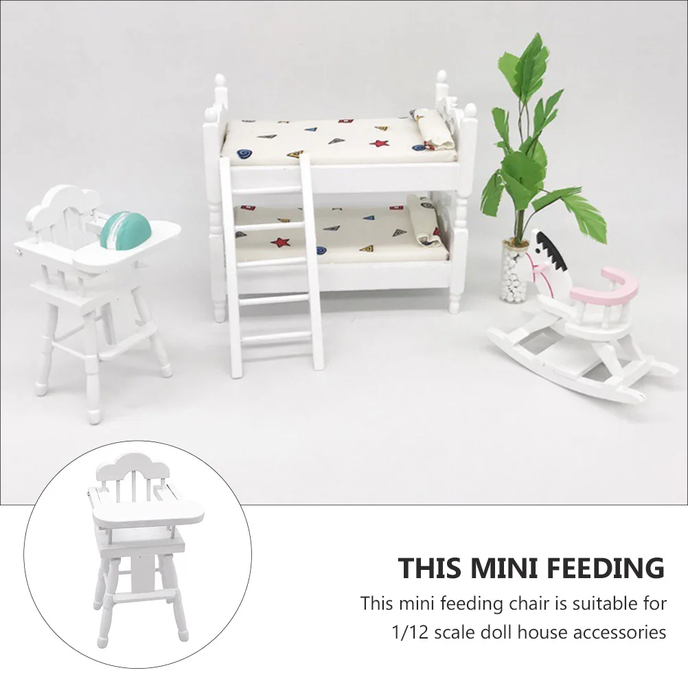 Micro Chair Ornament High Toy Wooden Mini Stool Dollhouse Furniture Accessory White Decor