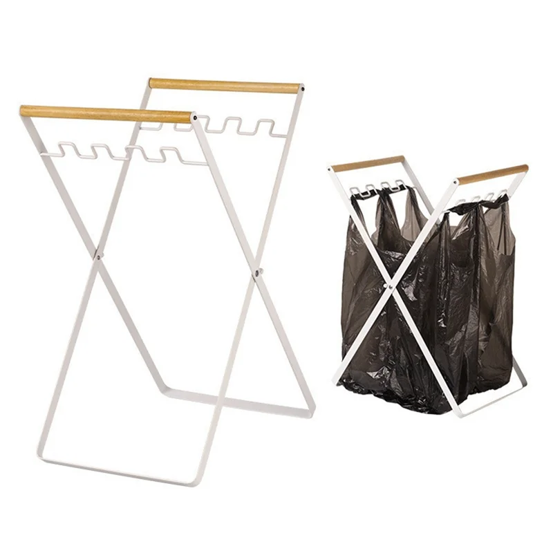 SANQ كيس قمامة حامل مع مقبض الخشب المحمولة المطبخ القمامة فرز الرف إعادة تدوير منفصلة سلة المهملات للتخييم