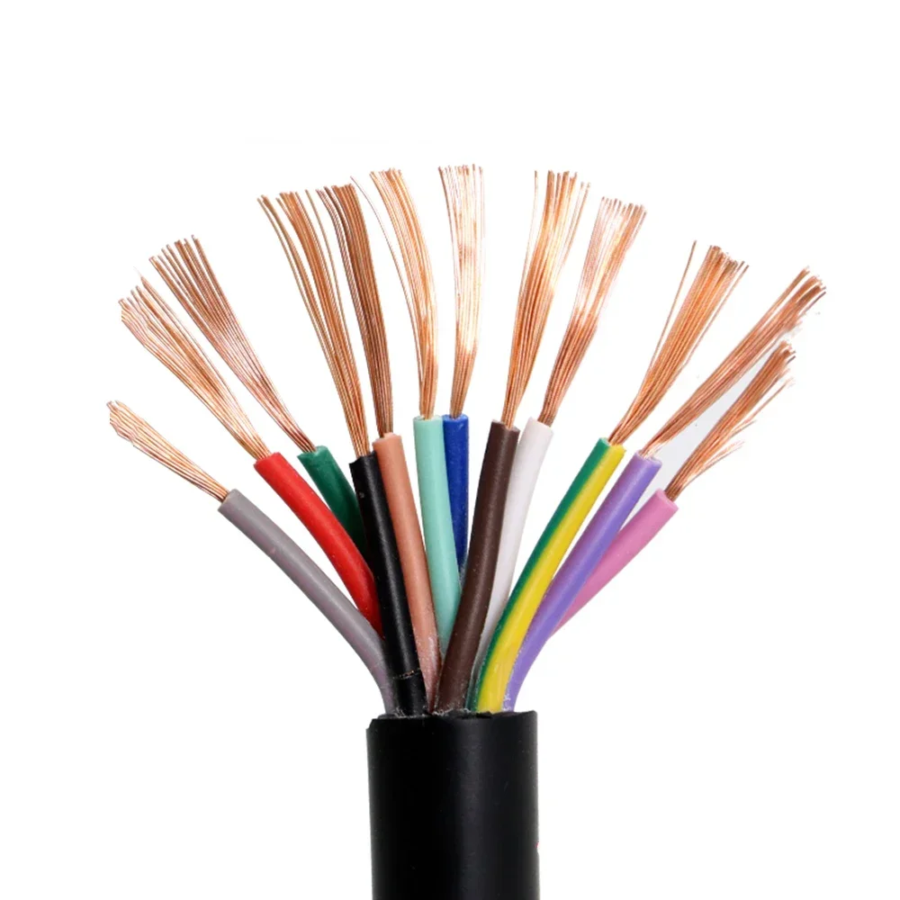 24awg Power Wire RVV24 Core 0.2 Square 0.12mm2 300/300v Power Signal Control Sheath Cable 10 meters 24 cores PVC wire