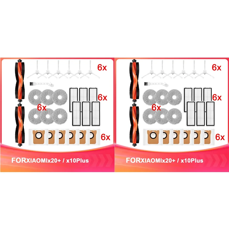 

Набор аксессуаров AB11-2 для робота-пылесоса Xiaomi X20+/X10+, включая основную щетку, сменные насадки, мешки для сбора пыли, боковые щетки и фильтры.