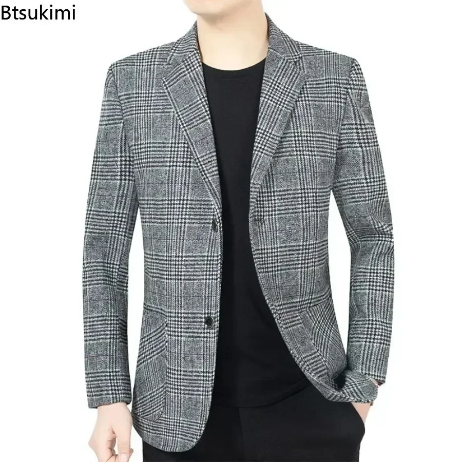 2025 Men's Fashion Blazer Jacket Suit England Style Plaid Business Causal Suits Men Clothing Conjuntos De Blazer Jacket Coat 4XL