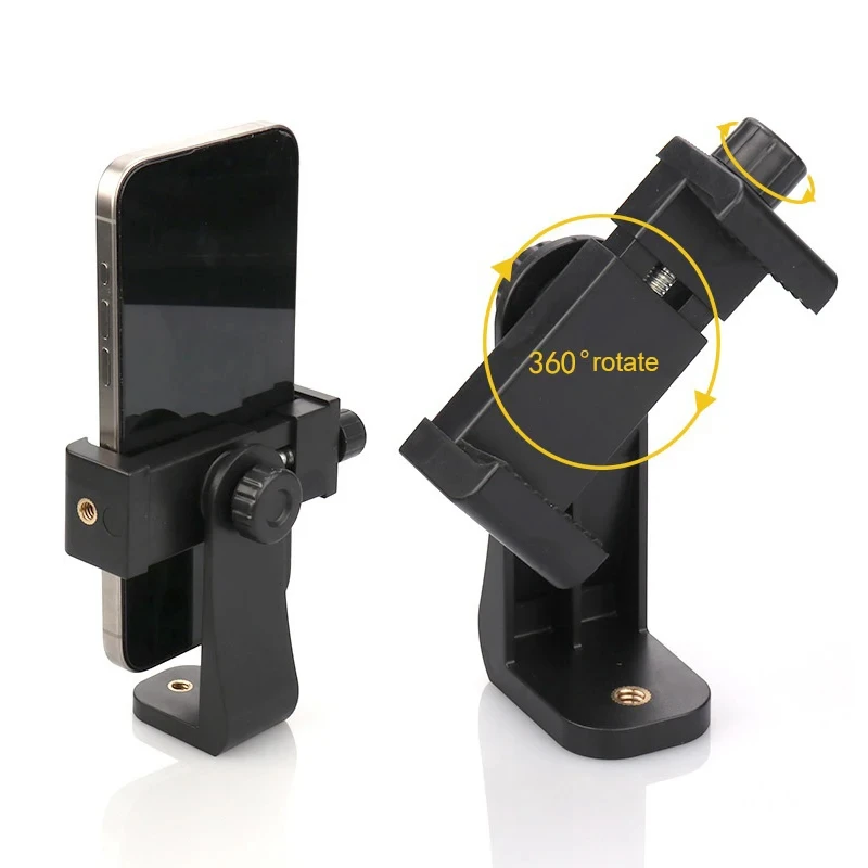 

360° Rotatable Phone Clip Universal 1/4 Inch Screw Tripod Mount Adapter Portable Cell Phone Holder Bracket for iPhone Huawei