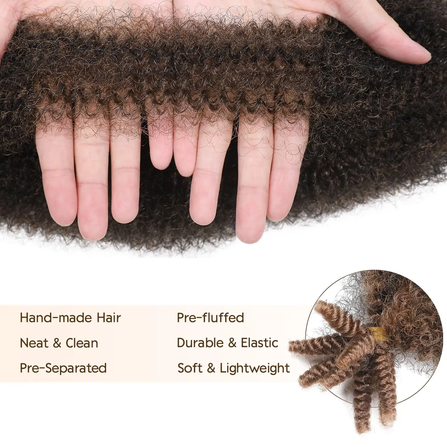 Sintético Pré-Separado Cabelo Afro Springy, Marley Trança, Crochet Cabelo Torção Kinky, Borboleta Locs Tranças, 18"