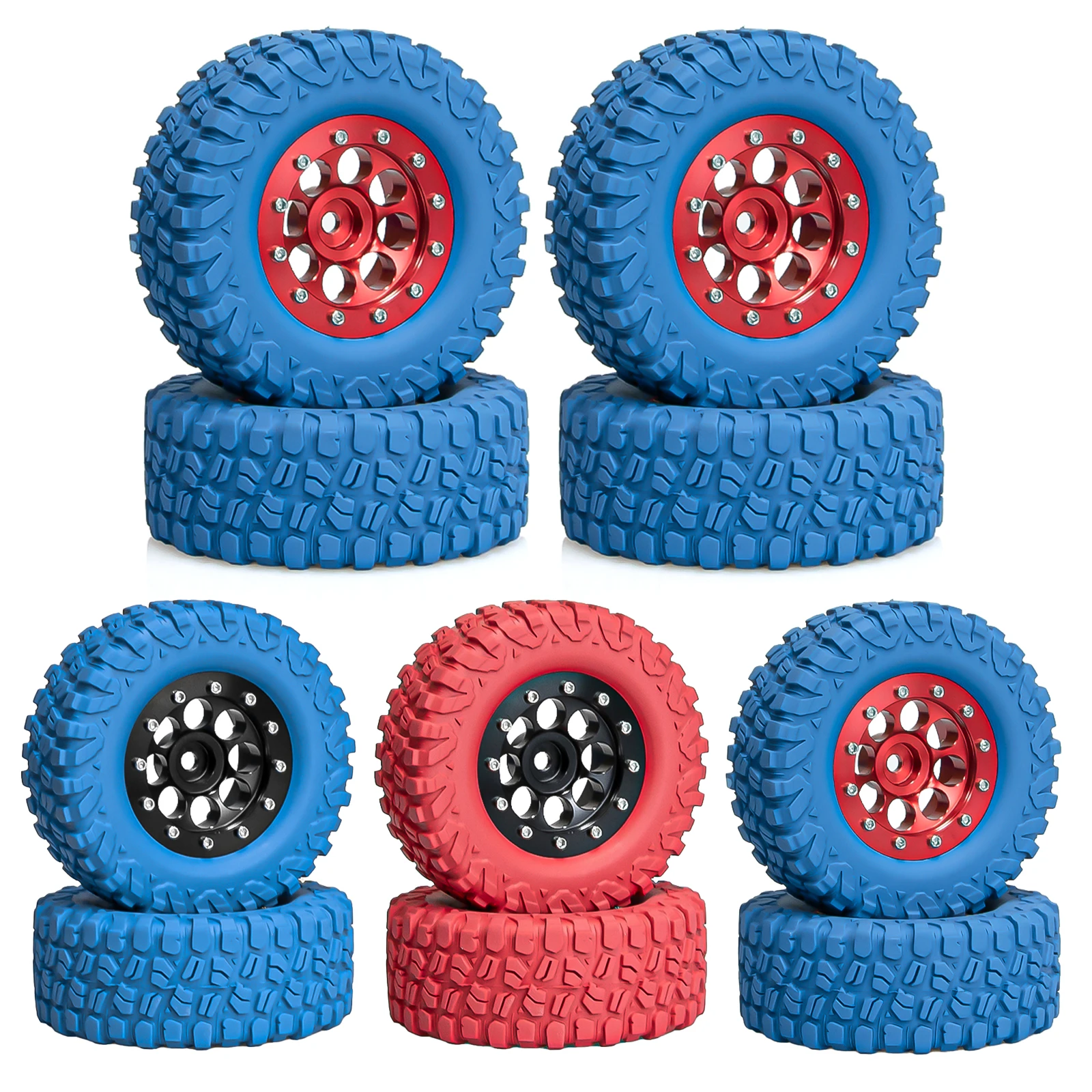 

Комплект из 4 цветных резиновых шин OKHL 1,3 дюйма и колес 1,45 дюйма для радиоуправляемых краулеров TRX4M SCX24 AX24 FCX24 масштаба 1/18 1/24