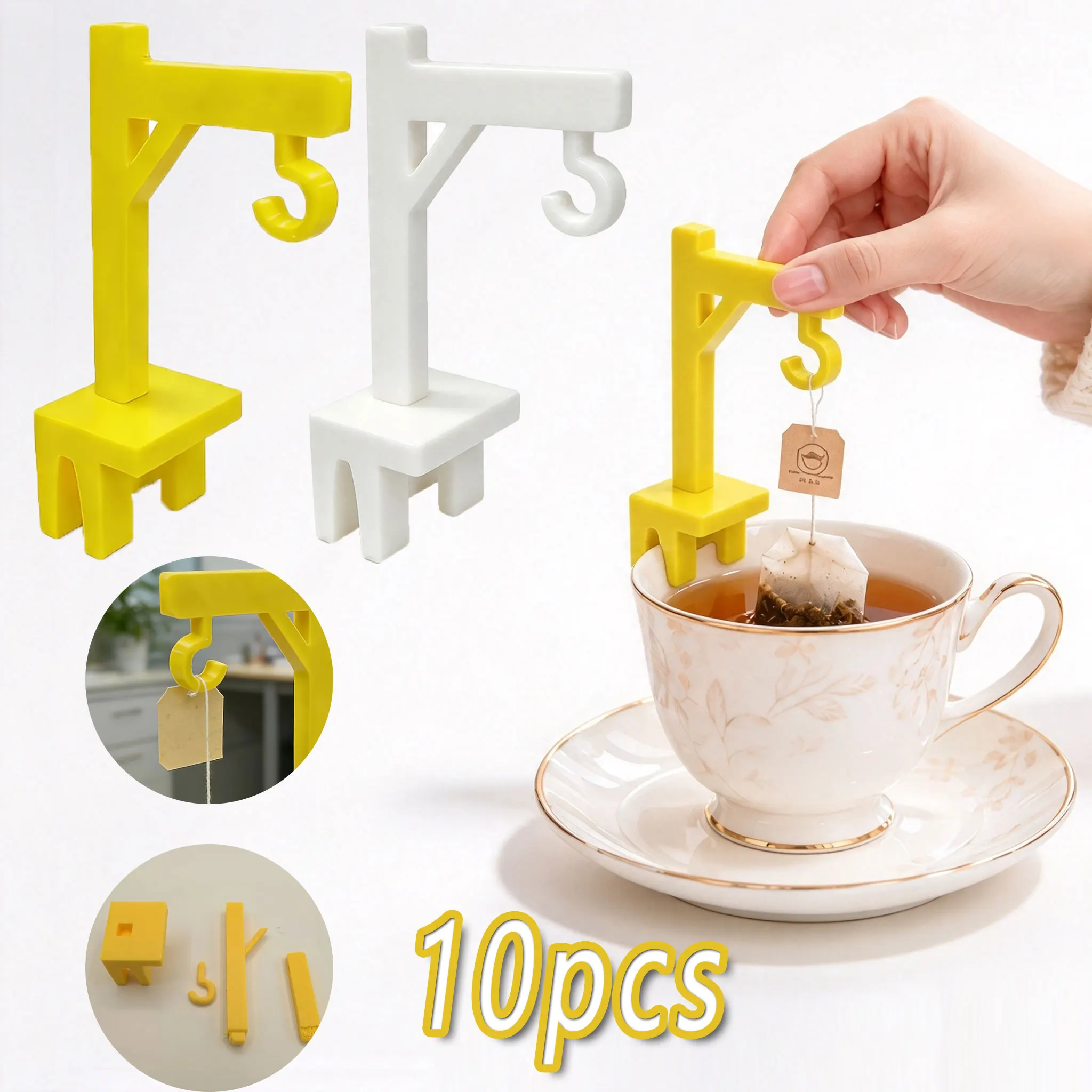 1-10PCS Novelty Mini Tower Crane Tea Bag Holder Plastic Funny Tea Bag Fixing Clip Anti-Drop Portable Tea Bag Hook Tea Party