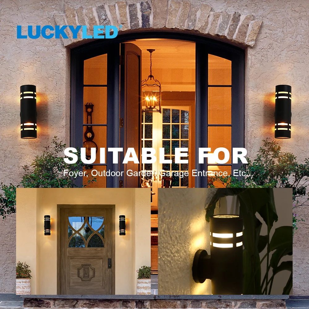 Luckyled Outdoor Wall Lamp Iron Waterproof Ip65 Exterior Wall Light E26 E27 Outside Facade Street Porch Garden Lighting Black