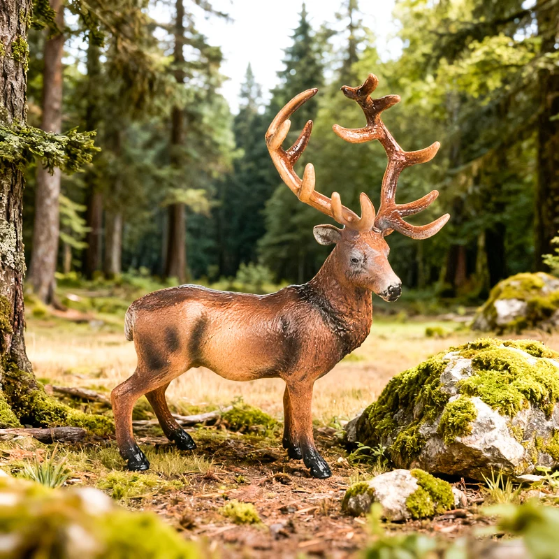 Oenux Bos Herten Dieren Simulatie Wilde White-Tailed Elanden Actiefiguren Elanden Beeldjes Model Decoratie Speelgoed Kinderen Kerstcadeau