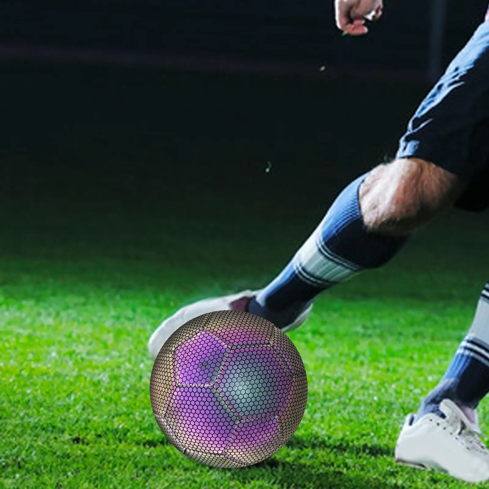 

Holographic Soccer Ball Durable Sports Ball Reflective Football Official Match Ball for Teens Players Kids Adults Competition