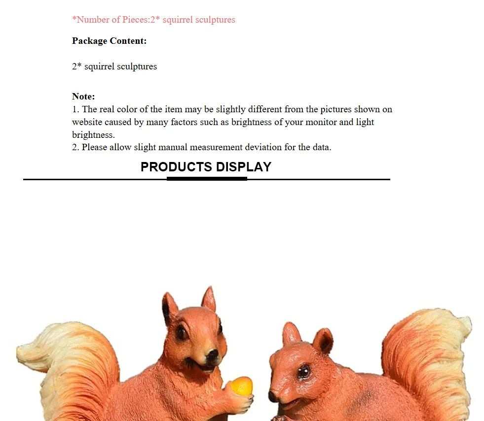 2pcs/set Resin Squirrel Figurines 11cm Brown Garden Statue Set For Yard Lawn Ornament DIY Miniature Landscape Craft Home Decor