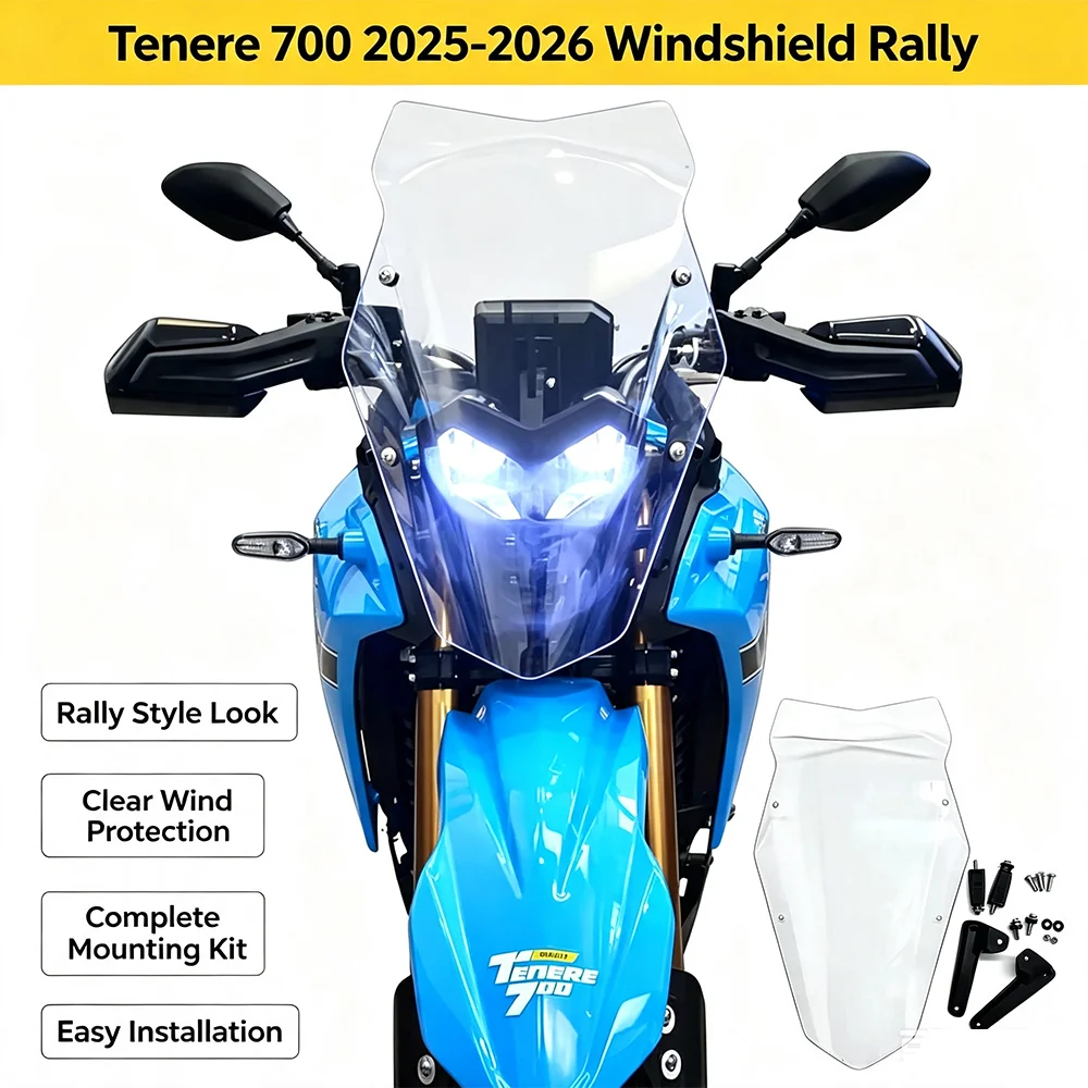 For Yamaha Tenere 700 2025 2026 Windshield Rally T700 T7 Windscreen Windshield And Headlight Protection Integrated