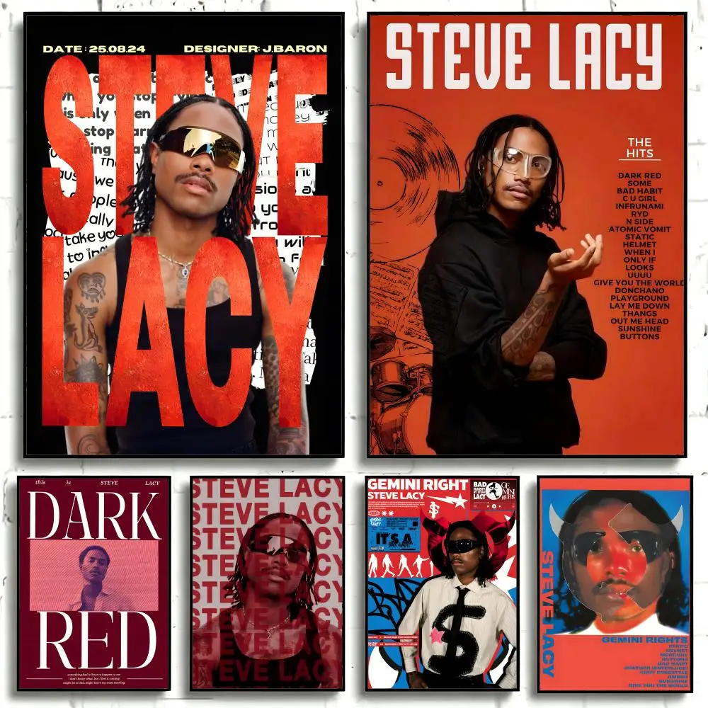 Singer Steve Lacy Poster Self-adhesive Art Waterproof Paper Sticker Coffee House Bar Room Wall Decor