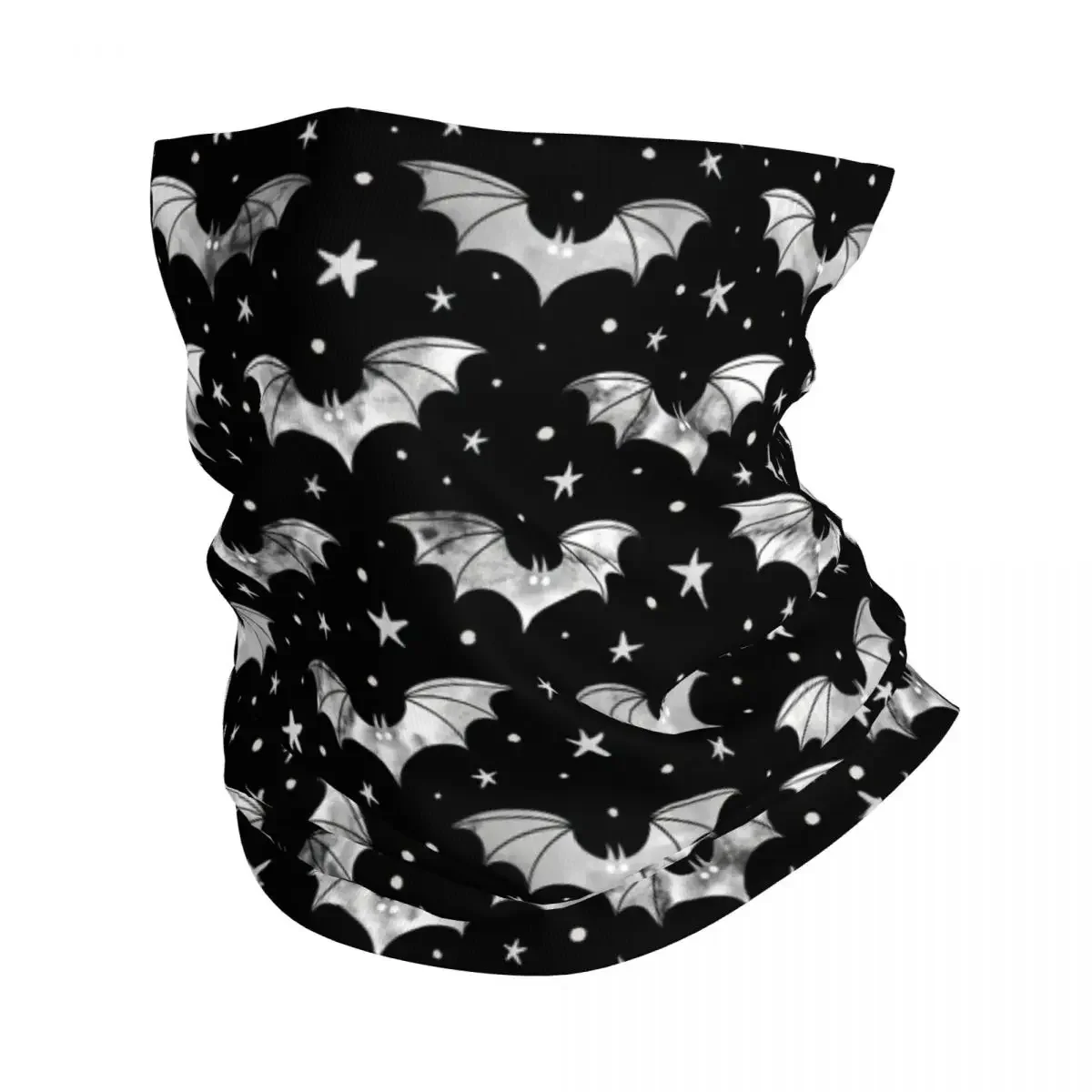 Halloween Goth Bat And Stars Bandana Neck Warmer Men Women Winter Hiking Ski Gothic Witch Scarf Gaiter Face Cover