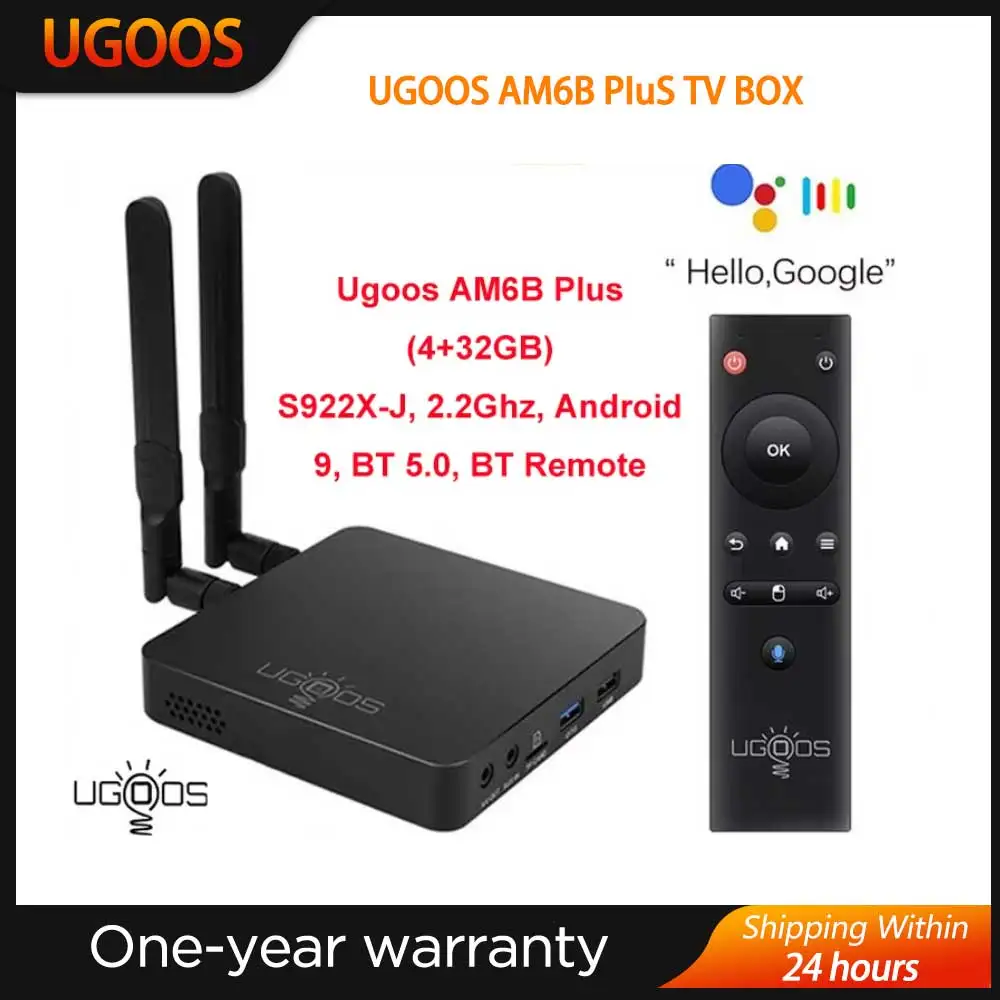 NewUgoos AM6B Plus Smart TV BOX Wifi6 Amlogic S922X-J Android 9 LPDDR4 4 ГБ ОЗУ 32 ГБ ПЗУ 4K Медиаплеер 2,4/5G 1000M Телеприставка