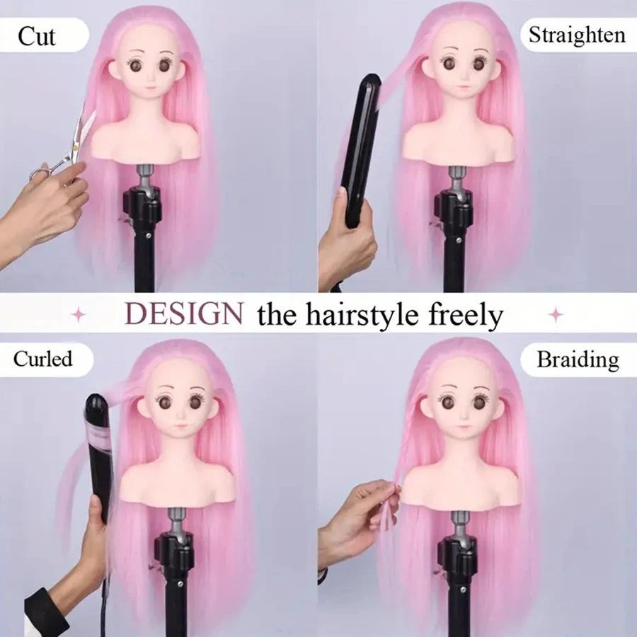 Mannequin Head with Hair 16 Inch Manikin Doll Head for Hair Styling and Braiding Practice for Girls