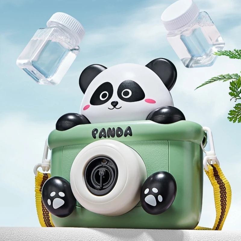 Elektrische Panda Bubble Machine Kinderen Bubble Blazen Camera Handheld Baby Geluid Licht Mannelijk Vrouwelijk Speelgoed Schattig Modieus