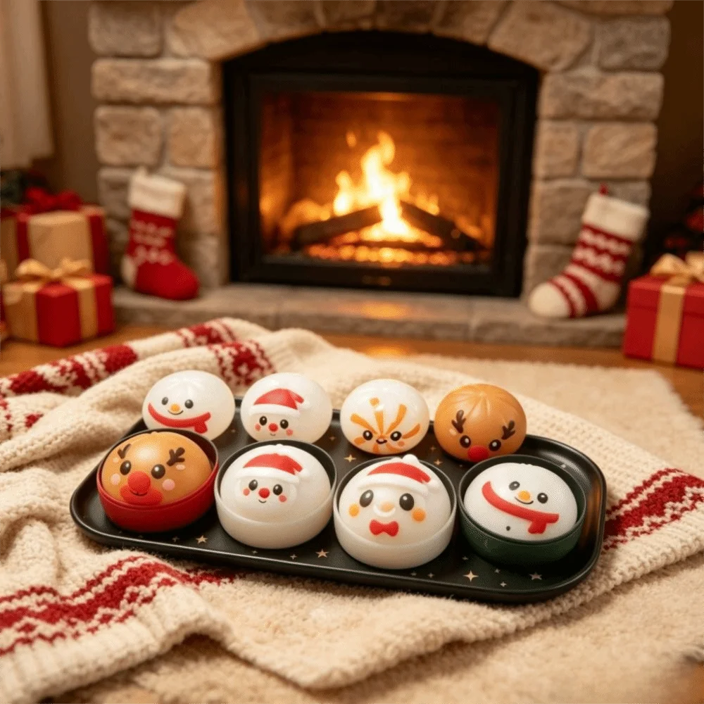 Steamed Bun Shape Christmas Dumpling Squishy Snowman Shape Christmas Steamed Bun Squeeze New Year Santa Claus Reduce Pressure