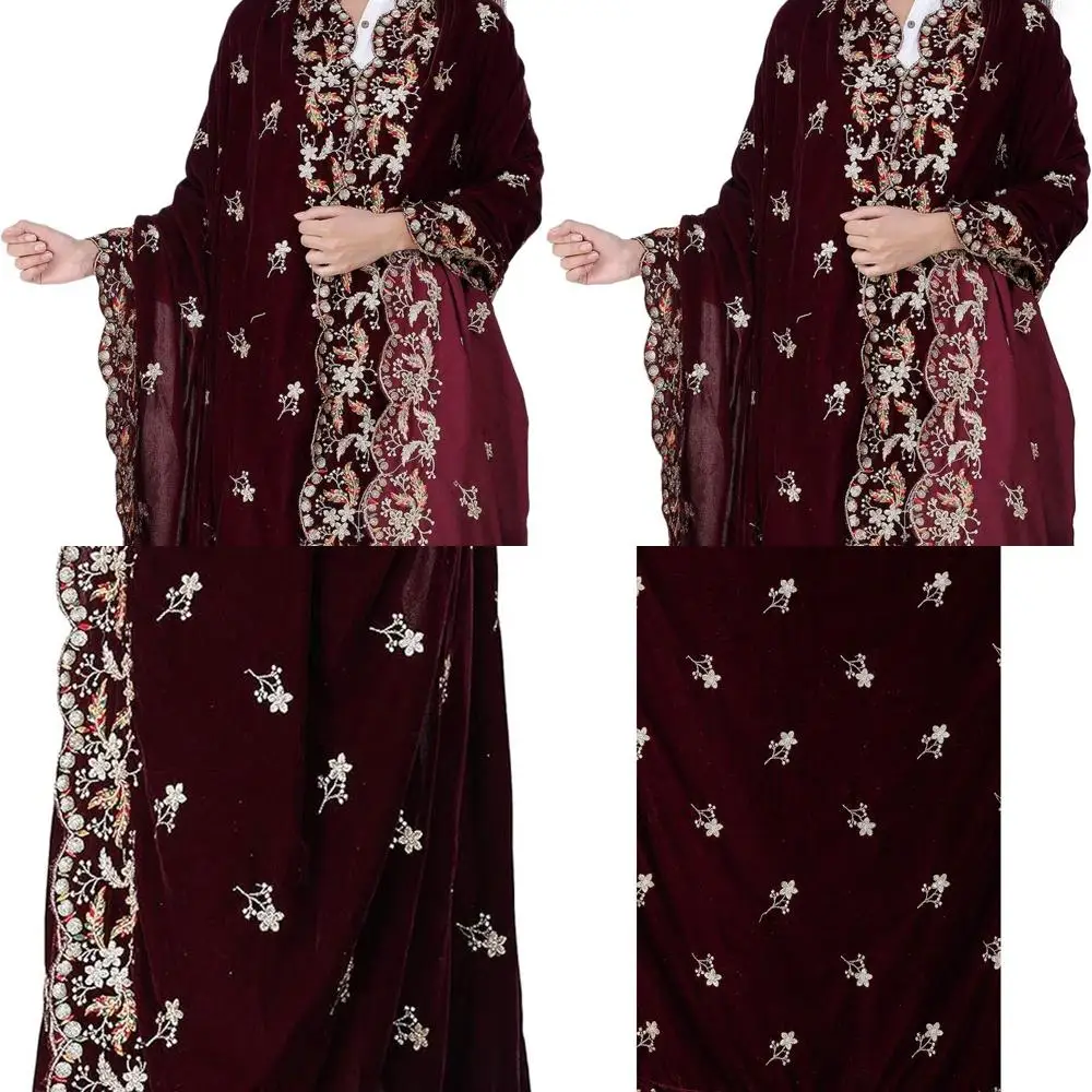 

Embroidered Velvet Dupatta with Sequins from Amritsar, India