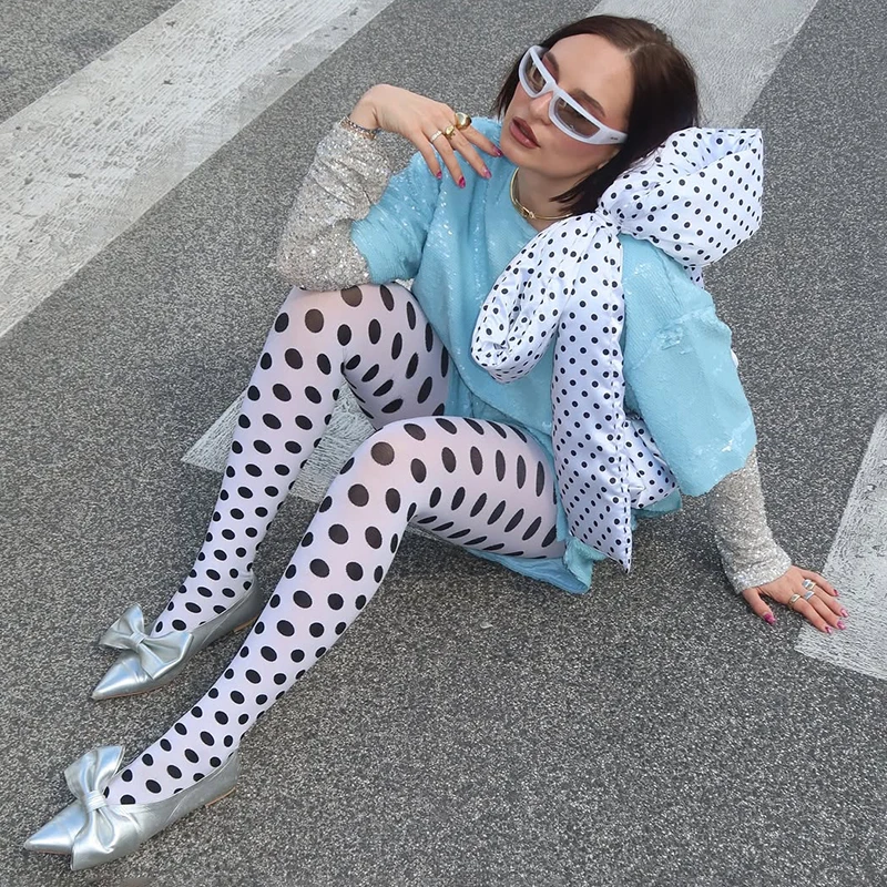 Tornova Vintage Women's Pantyhose Fashion Sexy Crash Tights Spring Autumn Polka Dot Stockings Super Elastic Bottoms Y2k Female