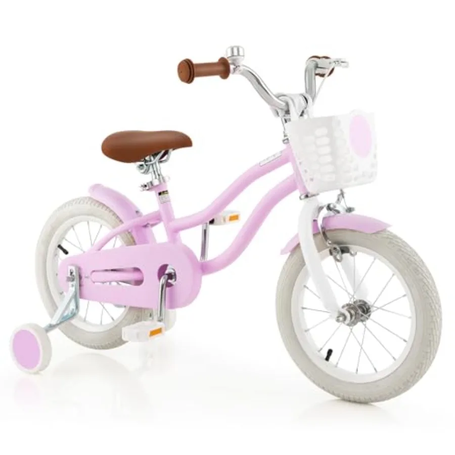 

bike for boys and girls aged 3-8 years, 18-inch children bicycle with training wheels, dual brakes, adjustable seat and handleb