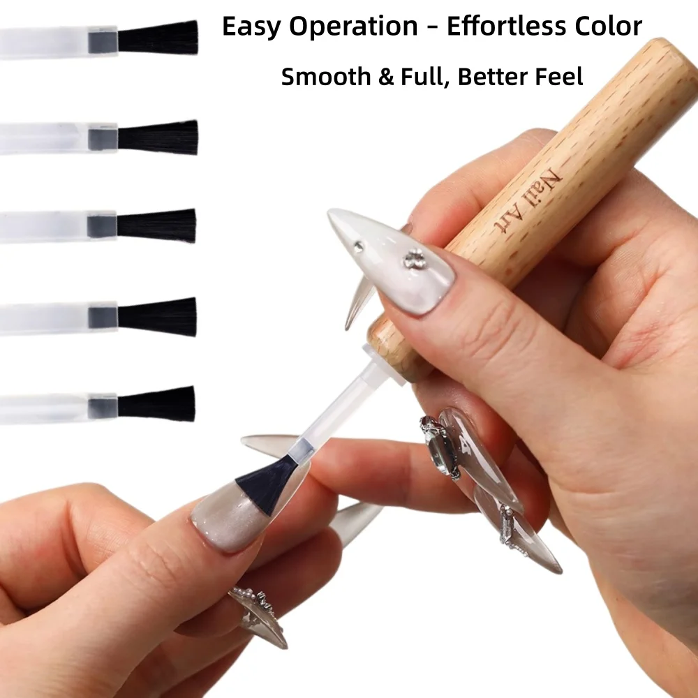 Dual-Ended Replaceable Nail Brush Set – Multi-Functional Detachable Professional Nail Art Brushes, Durable Bristles, Non-Deform