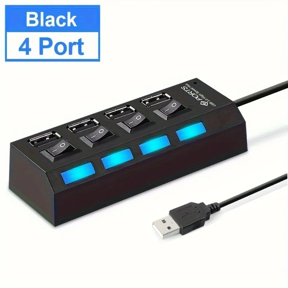 4/7-Port USB 2.0 Hub with Switch and LED