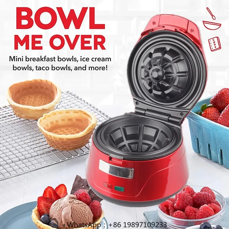 New Style 750W Home Party Office Use Belgian Waffle Bowl Maker,Best For Serving Ice Cream And Fruit