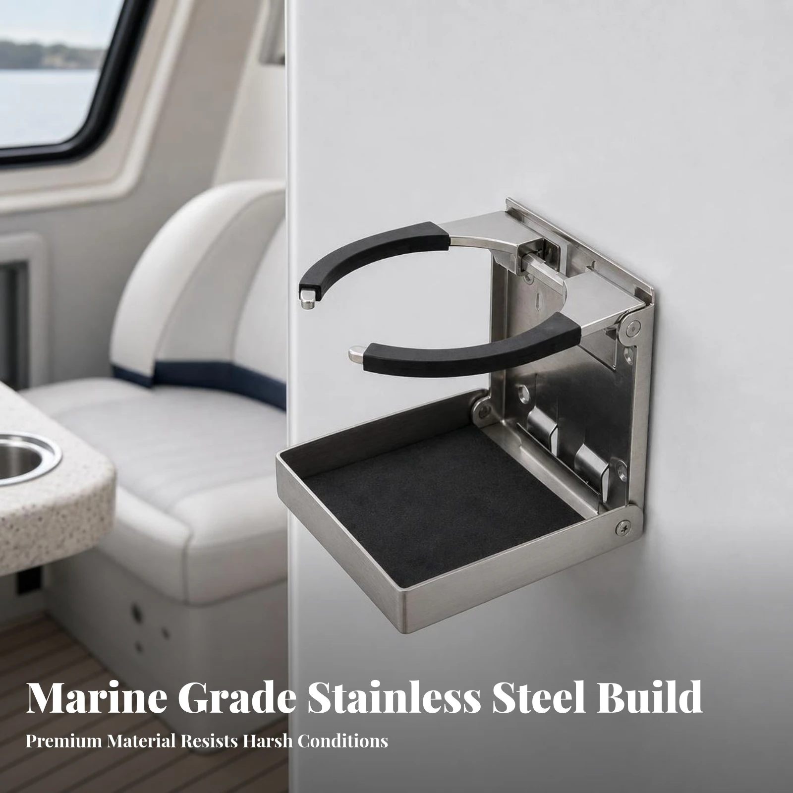 Foldable Cup Holder Compact Wall-Mounted Cup Holder Hardware Corrosion-Resistant Long-Lasting for RV Campers, Boats, RVs