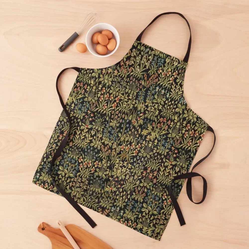 

Medieval Gothic Fantasy Flowers Tapestry Floral Pattern Apron chef for man Hairdressing Restaurant Chef Accessory Apron