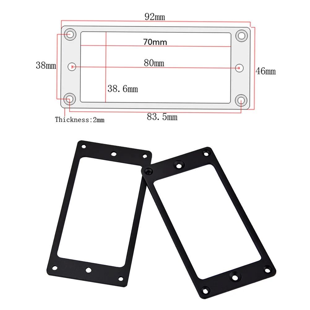 2 buah cincin Pickup Humbucker logam bingkai bawah melengkung cocok untuk gitar (hitam) gitar Metal humbucker gitar cincin pickup