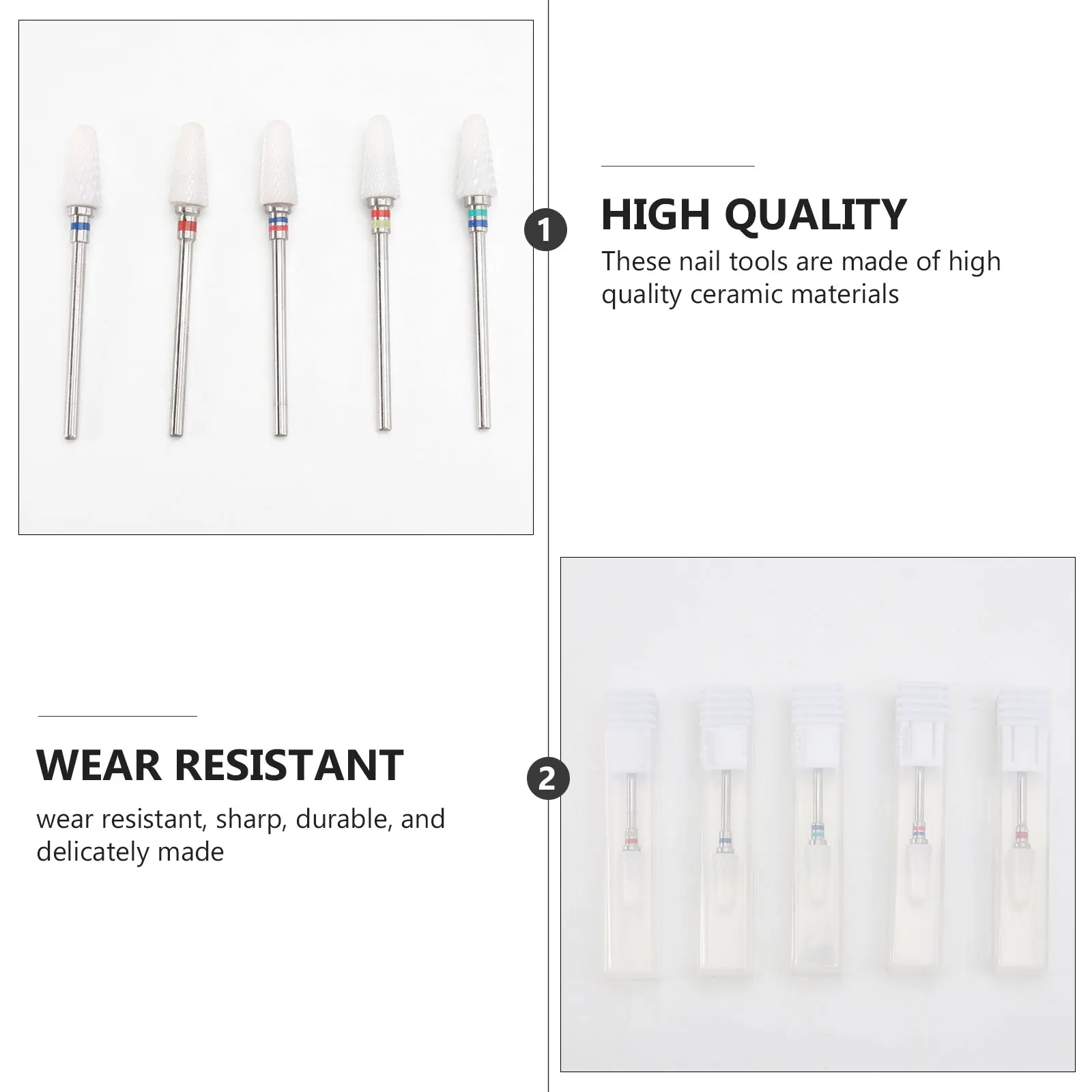 

5Pcs Nail Drill Bits Ceramic Grinding for Natural Artificial Nails Manicure Pedicure Polishing High Impact Resistance