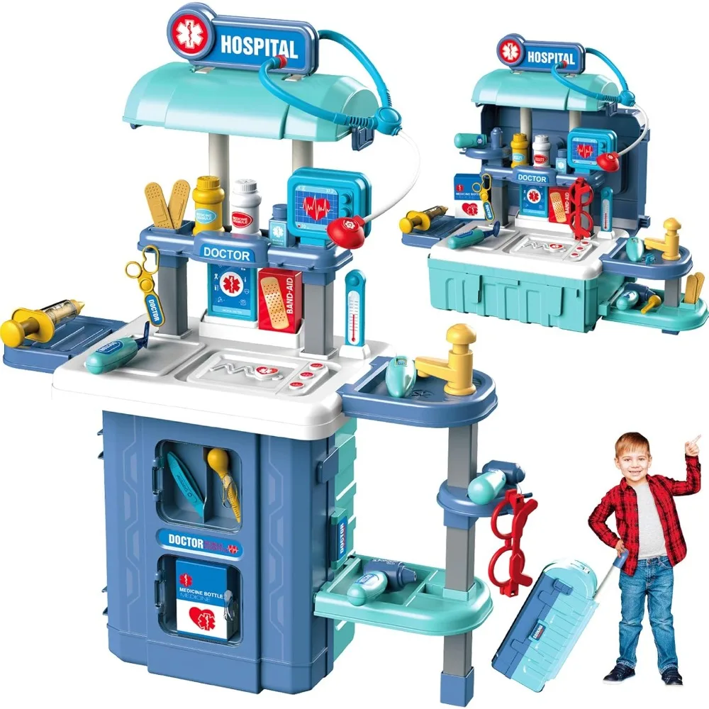 

Doctor Kit for Kid Pretend Doctor Suitcase Toy for Toddler with Stethoscope Medical Checkup Role Play Birthday Gift for Boy Girl