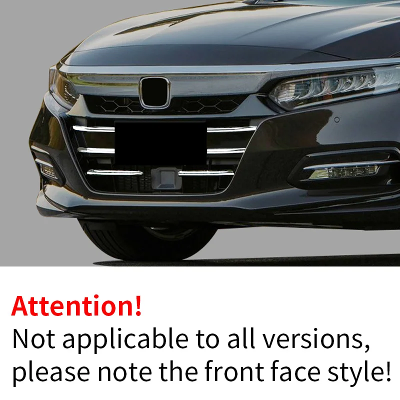 For Honda 10th Generation Accord Front Face Grille Trim 2018 2019 2020 Car Styling 6 Pcs Stainless Steel Accessories