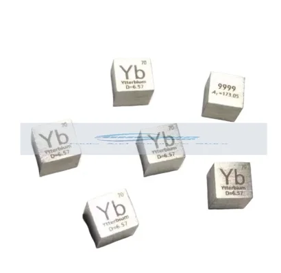 

99.99% High Purity Ytterbium Metal Yb 6.5g Carved Elements Periodic Table 10mm Cube 1 piece