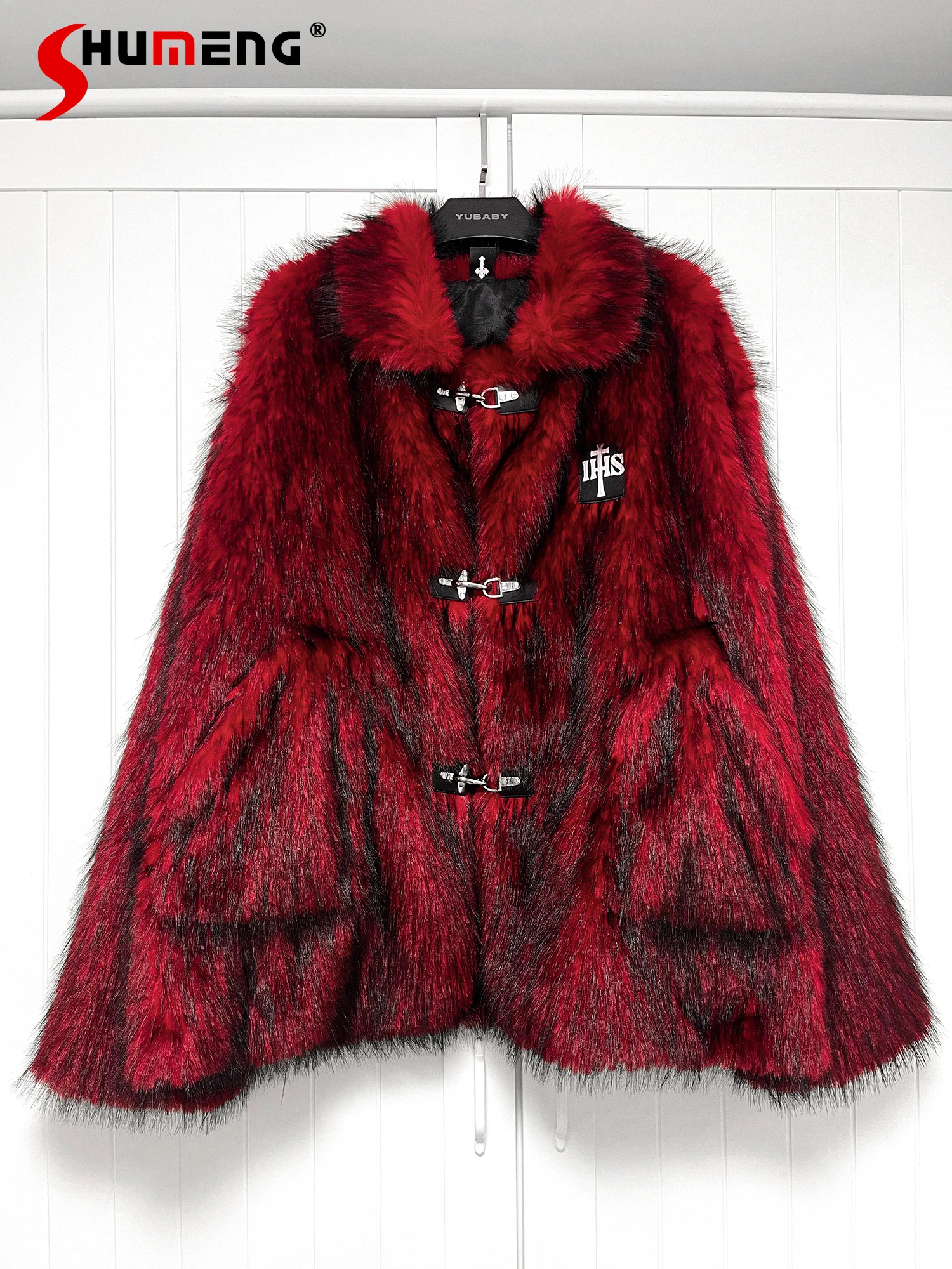 

Gothic Punk Style Sweet Cool Girl Long Sleeve Single-Breasted Loose Lazy Casual Versatile Faux Fur Coat for Women Winter Jacket