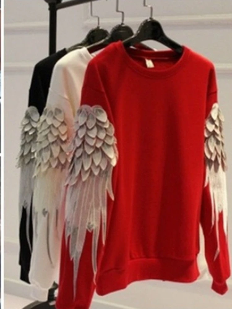 

2024 Spring Autumn Women and Men Coat Feather Embroidered Three-dimensional Wing Couple Hoodie Jacket