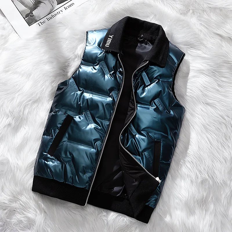 Spring and Autumn Winter Lightweight Outdoor Leisure Sports Bright Surface Leisure Warm Windproof Down Vest Male