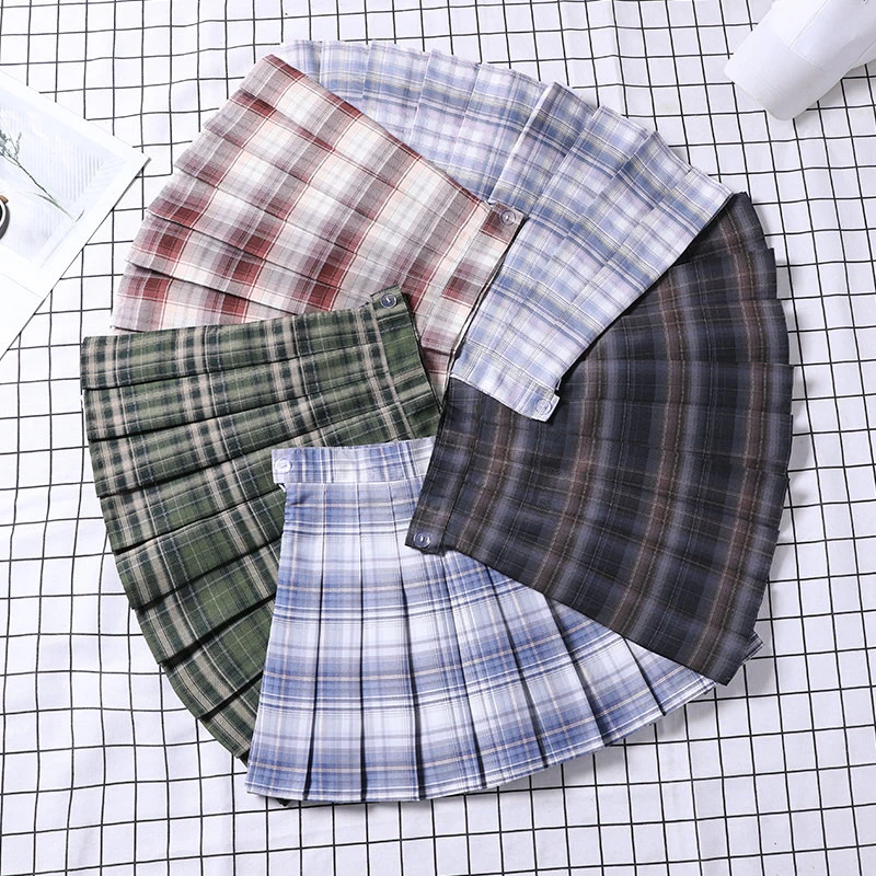 

Blue Plaid Mini Skirt for Women A-Line High Waist 2023 Saia Xadrez Faldas Preppy Korean Style Miniskirt Woman Pleated Skirts