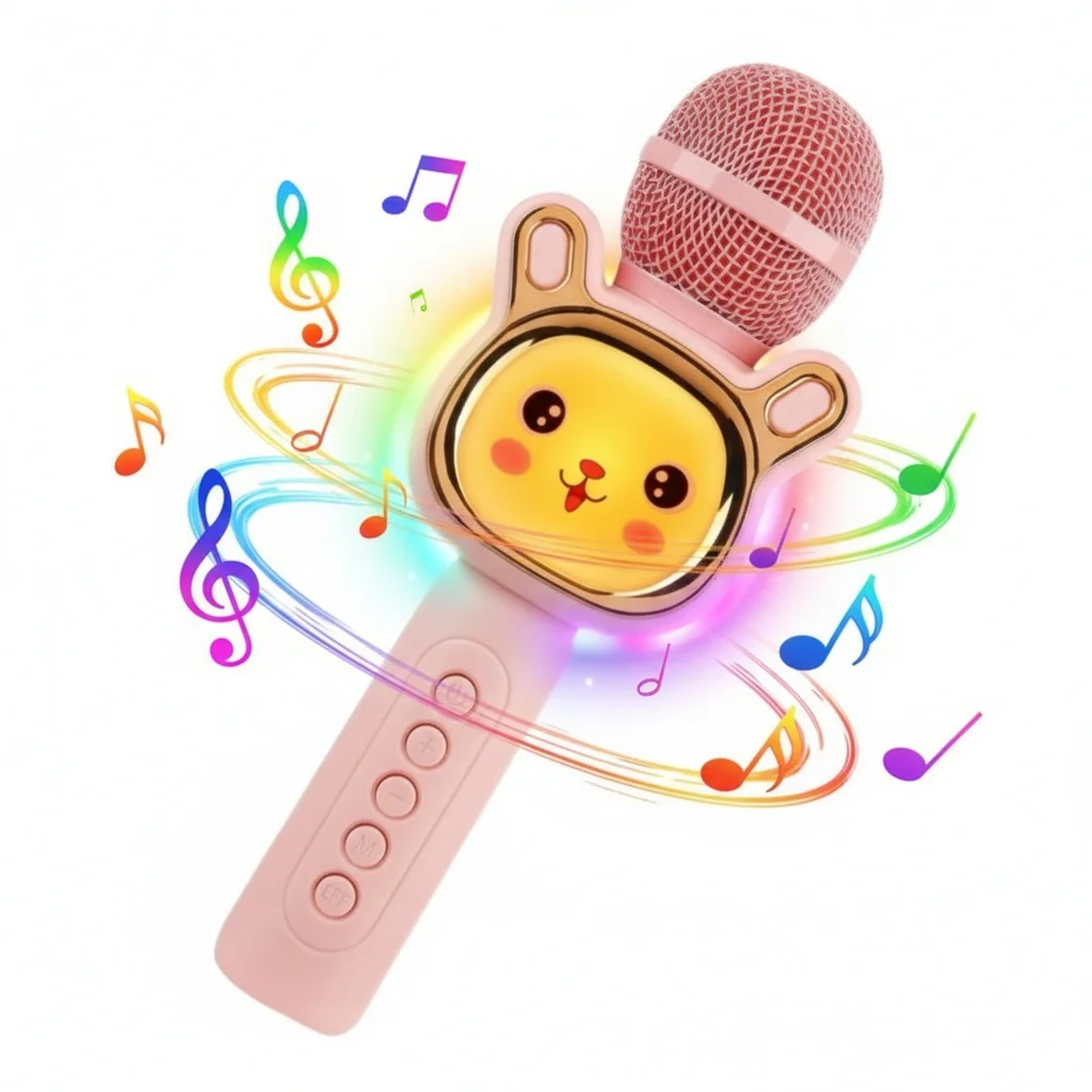 

Детский портативный микрофон KTV, беспроводной Bluetooth, подключение TWS, красочные светодиодные фонари, микрофон для караоке, игрушка в подарок на день рождения