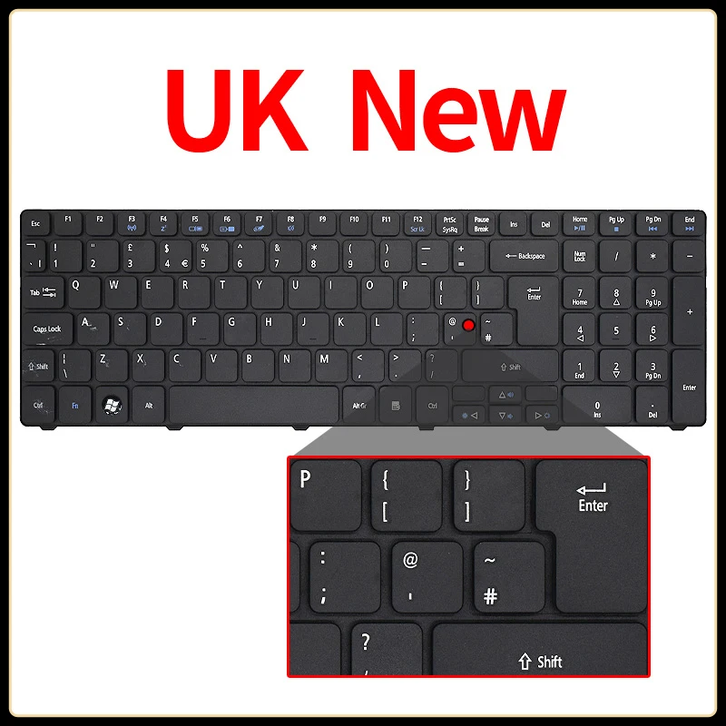 Teclado de ordenador portátil para ACER Aspire 5810T 5820T 5750G 5742 5536TG 7741ZG, reemplazo de teclado de Reino Unido/EE. UU./SP/español/RU/ruso/Brasil