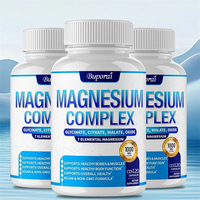 Magnesium Complex Capsules - Support Muscle, Bone, Heart Health, Improve Sleep, Stress & Anxiety Relief - Dietary Supplement