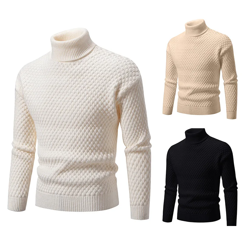 

Men's High Neck Knitted Sweater Long Sleeve Overhead Large Size Base Layer Shirt Autumn Winter European Size Casual Knitwear